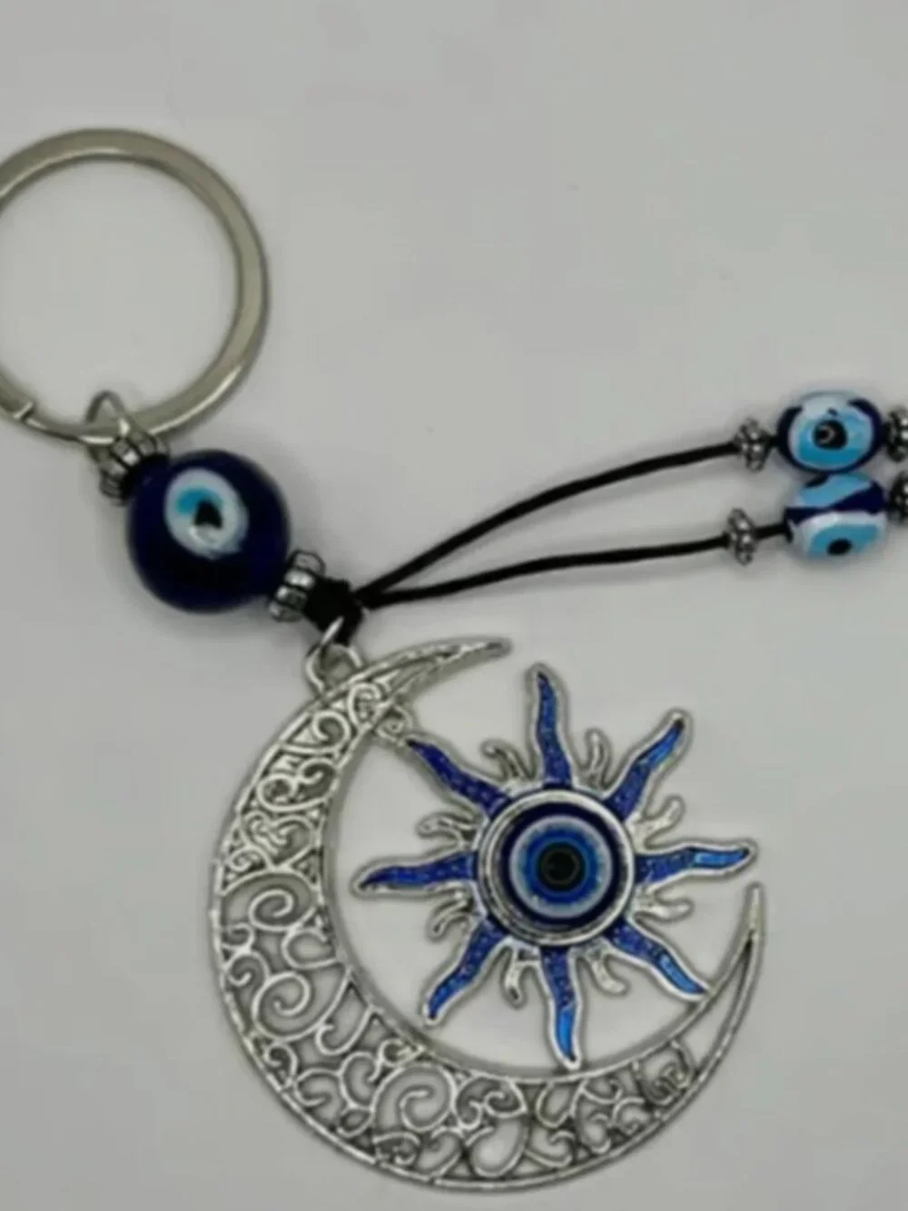 Evil Eye Keychain Sun & Moon Protection Amulet Bag Charm Boho Accessory